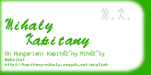 mihaly kapitany business card